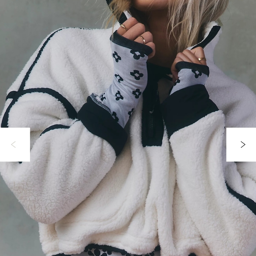 FP Movement by Free People Black and White Teddy Pullover